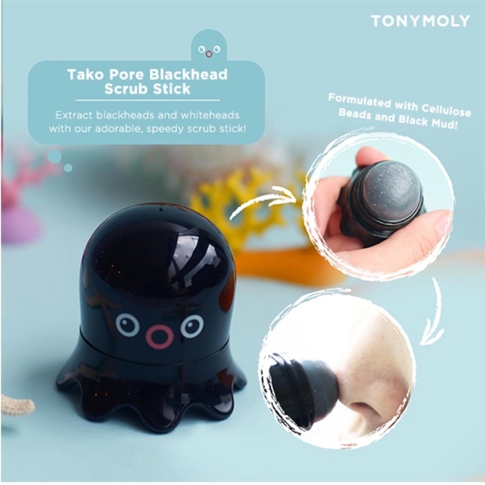 TONYMOLY Tako Pore Blackhead Scrub Stick Charcoal Dead Sea Salt 0.8 oz NEW - Picture 4 of 5